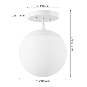 Marcel Bistro 7.75" Bohemian Farmhouse Iron/Frosted Glass LED Semi Flush Mount
